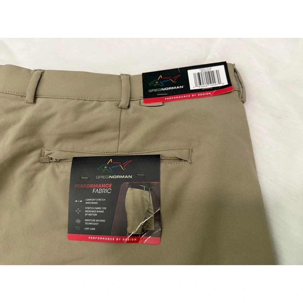 NWT Greg‎ Norman Men's Shorts Sz 42 Performance Stretch Waistband Khaki Bottoms - Picture 8 of 8